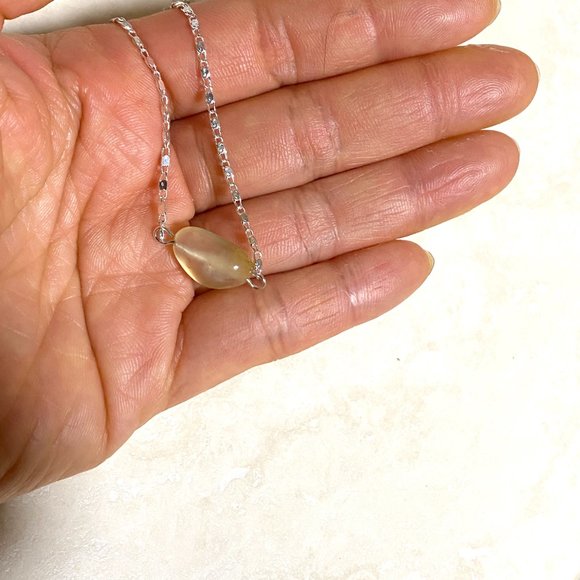 2/$20, Yellow Citrine Tumbled Stone Necklace, Genuine Gemstone Bar Pendant - Picture 8 of 8